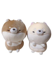 しば座り むぎゅぬい マスコットBC 2個セット 柴犬ぬいぐるみマスコット プライズ限定品 新品タグ付き ごましば しろしば