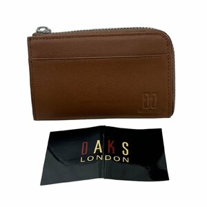 未使用 DAKS LONDON ダックス レザー 牛革 L字ファスナー コンパクト 財布 小銭入れ ミニウォレット ブラウン 茶色 送料370円