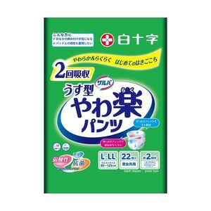 【新品】白十字 サルバ やわ楽パンツ うす型 L-LL 1セット(88枚：22枚×4パック)