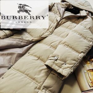 i40 美品【超極暖ダウン80%】参考価格18万●BURBERRY golf●大人の白〜高級ダウンコート バーバリーコート レディース 大きい LL