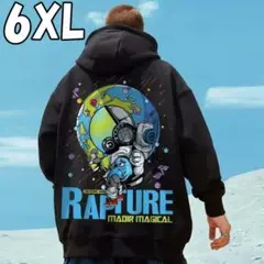 RAPTURE 大きいサイズ パーカー 　ヒップホップ【6XLサイズ】韓国 黒