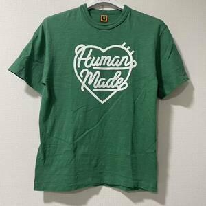 正規品 美品 HUMAN MADE ヒューマンメイド Tシャツ 半袖Tシャツ カットソー ハートロゴプリント グリーン M