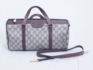 ヴィンテージ★GUCCI オールドグッチ GGスプリーム ブラウン2way ミニボストン ショルダーバッグ ゴールド金具