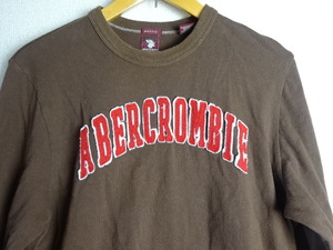 ☆Abercrombie&Fitch☆ヴィンテージウォッシュ☆ロゴアップリケＬ／ＳTシャツ☆ＵＳＥＤ美品☆♪XL