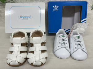 6755-01★未使用あり♪アディダス/adidas/ベビーシューズ STAN SMITH CRIB 9㎝/ミキハウス ベビーサンダル 12.5cmつき★