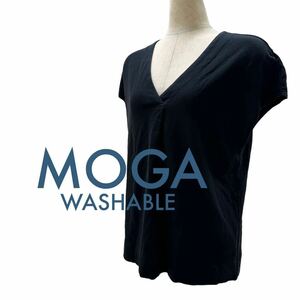 a284N MOGA WASHABLE モガ ウォッシャブル トップス ブラック size2 日本製 普段使い