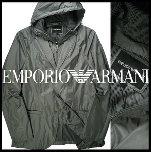 新品5.4万【アルマーニ ARMANI】春夏/高級感と清潔感を併せ持つ/シルク触感/艶を纏った撥水テーラードパーカージャケット48 相当