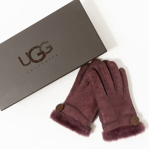 【1円スタート】UGG Australia シープスキン グローブ 17541 ムートン手袋 パープル レディース M ボア アグ小物 紫 羊革 女性ファッション