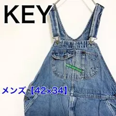 YAG62【US輸入】KEY　オーバーオール【メンズ42×34】デニム　ブルー