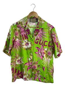 GUCCI◆Printed Silk Shirt/半袖シャツ/38/シルク/GRN/694890