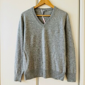 H5196cL UNIQLO ユニクロ サイズL カシミヤ100% Vネックニット ニットセーター カシミヤニット グレー レディース シンプル ふんわり 上質