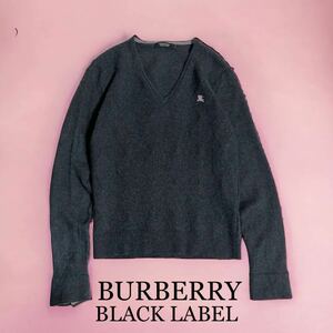 BURBERRY BLACK LABEL レディース Vネック セーター ニット ウール バーバリー ブラックレーベル 女性サイズ 細め 三陽商会 正規品