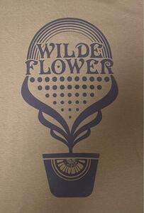 サイケデリックTシャツ Wild Flower カーキ S