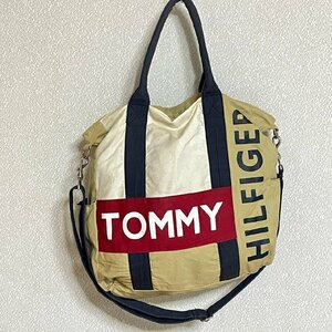 (^w^)b Tommy Hilfiger トミー ヒルフィガー ショルダー 肩掛け ミニ ボストン サブ バッグ BAG 鞄 カバン 旅行 ロゴ ベージュ B0534FE