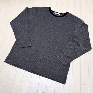 和587★② JOURNAL STANDARD ジャーナルスタンダード 長袖 カットソー チェック 胸ポケット S グレー メンズ