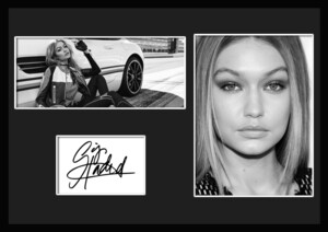 10種類!Gigi Hadid/ジジ・ハディッド/ファッションモデル/リアリティ/サインプリント&証明書付きフレーム/BW/モノクロ/ディスプレイ(10-3W