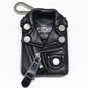 DKG★送料無料★ Moschino モスキーノ レザージャケット キーホルダー チャーム ライダースジャケット 革製 ライダースキーホルダー