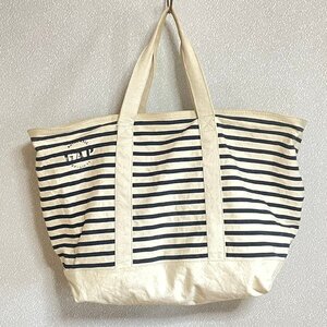 (^w^)b GAP ギャップ ボーダー ストライプ キャンバス ジップトップ ビッグ トート サブ バッグ BAG 鞄 カバン ネイビー ONE SIZE B0524FE