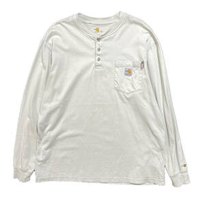 【期間限定SALE】USA 古着 carhartt カーハート 無地 ヘンリーネック ロングスリーブTシャツ ロンT 長袖Tシャツ メンズL ポケット付 BA1801