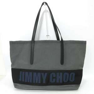 ジミーチュウ トートバッグ グレー ABランク ナイロン×レザー JIMMYCHOO 中古