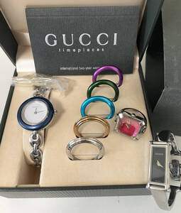 腕時計 アナログ クォーツ GUCCI 着せ替え おまけにGUCCIと指輪型時計 ジャンク