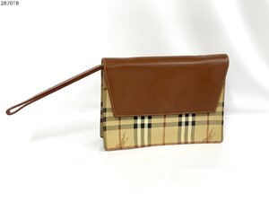 BURBERRY バーバリー セカンドバッグ ポーチ クラッチバッグ レザー ブラウン ノバチェック レザー PVC イタリア製 2870T8-6