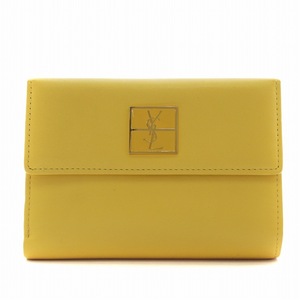 イヴサンローラン YVES SAINT LAURENT YSL カサンドラロゴ 財布 二つ折り レザー 黄 イエロー /AN11 ☆AA★ レディース