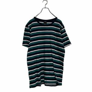 H&M 半袖 ボーダーTシャツ M グリーン ネイビー エイチアンドエム クルーネック 古着卸 アメリカ仕入 a606-6888