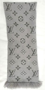 LOUIS VUITTON ルイヴィトン エシャルプロゴマニア 防寒 M74742 マフラー ウール/シルク グレー レディース【中古】