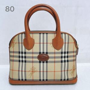 12SB057 Burberry バーバリーズ 2WAYバッグ ボリード型 シャドーホース ノバチェック PVC ベージュ 中古 現状品