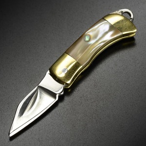 折りたたみナイフ 小型 ペーパーナイフ レターオープナー [ パールホワイトゴールド ] 紙用ナイフ キーホルダーナイフ