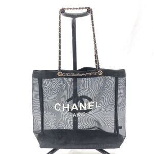 CHANEL シャネル ノベルティ 非売品 ショルダー　メッシュ　チェーン バッグ ココマーク ブラック　横35cm 縦35cm マチ10cm 