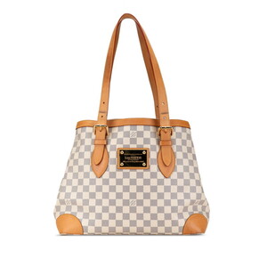 ルイ ヴィトン ダミエ アズール ハムステッドMM ショルダーバッグ トートバッグ N51206 ホワイト PVC レザー LOUIS VUITTON 【中古】