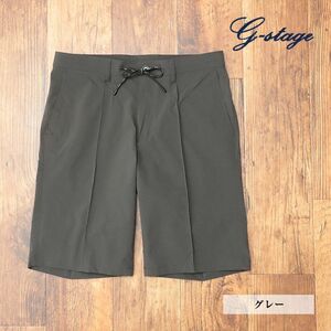 1円/春夏/g-stage/48サイズ/ハーフパンツ SOLOTEX MoveIt 撥水 ストレッチ シワ防止 無地 ゴルフ ショーツ 新品/グレー/ie107/