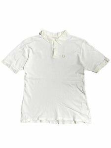 フレッドペリー FRED PERRY 半袖 ポロシャツ ホワイト コットン Lサイズ ロゴ刺繍 ム264