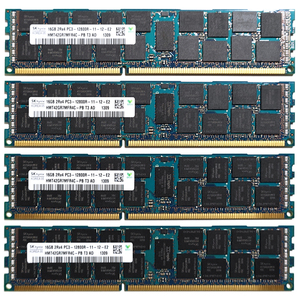 64GB (16GB×4枚) 1600MHz PC3-12800R DDR3 DIMM ECC 240ピン Registerd SK Hynix製 メモリー Xeon サーバー MacProにも #0627E