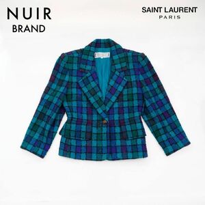 イヴ・サンローラン YVES SAINT LAURENT ジャケット チェック マルチカラー