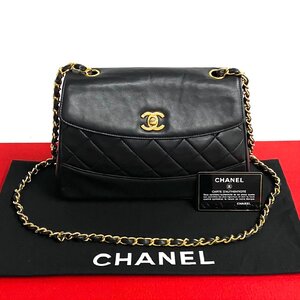 極 美品 カード シール有 1番台 CHANEL シャネル マトラッセ ココマーク ラムスキン チェーン ショルダーバッグ ブラック 黒 30452