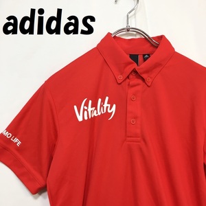 【人気】adidas/アディダス vitality 住友生命 半袖 ポロシャツ レッド サイズS/S2986