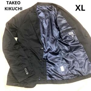【1円出品】TAKEO KIKUCHI タケオキクチ テーラードジャケット XL 2B ネイビー 濃紺 シャドーストライプ