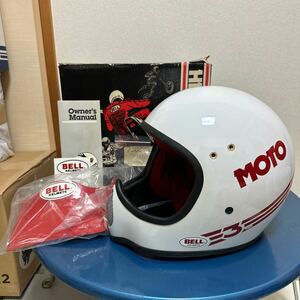 未使用BELL MOTO3 PRO ベルモト3プロ　オフロード ヘルメット 58cm 白赤　1986年　当時物　ヴィンテージビンテージモトクロスハーレー
