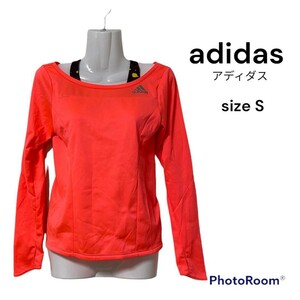 adidas アディダス　スポーツ用品　Sサイズ　蛍光　ピンク　トップス