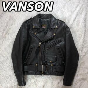 VANSON バンソン BAN レザージャケット ダブルライダース ブルゾン バイカー ダークブラウン 40 L相当 C2 裏地キルティング メンズ