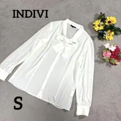 INDIVI インデヴィ トップス シャツ ブラウス リボン 長袖 シアー S