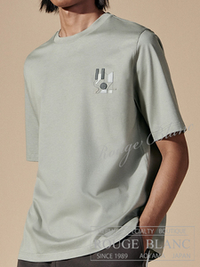 新品　エルメス　国内定価 112,200円　2024 S/S　メンズ　Tシャツ　”ミニレザーパッチ”　#L　セージ　タグ付　HERMES　グリーン　緑