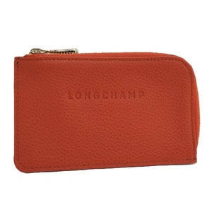 LONGCHAMP ル フローネ カードケース コインケース レザー オレンジ 30036021685