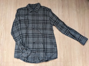 新品 GAP 長袖 シャツ Ｌチェック 黒 グレー ギャップ 綿 コットン 即決