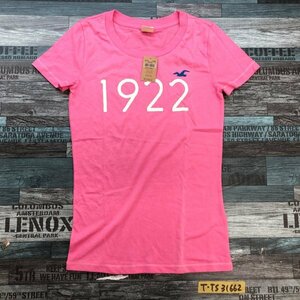 訳あり新品！Hollister ホリスター レディース ロゴプリント 半袖Tシャツ S ピンク