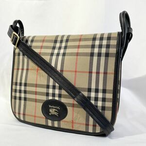 正規品 バーバリー ショルダーバッグ ノバチェック ベージュ 肩掛け 鞄 かばん 黒 BURBERRY ポシェット キャンバス レザー 革