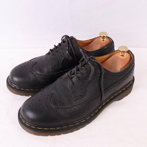 ドクターマーチン UK8/26.5cm～27.0cm/5ホール ウイングチップ 黒 BEXソール レザー ブーツ メンズ DR.Martens 中古 古着 dm3603